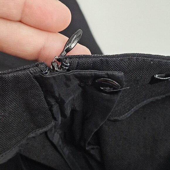 Lafayette 148 Stanton Linen Pants Black Women’s Size 12 Straight Leg Minimalist - Picture 5 of 12